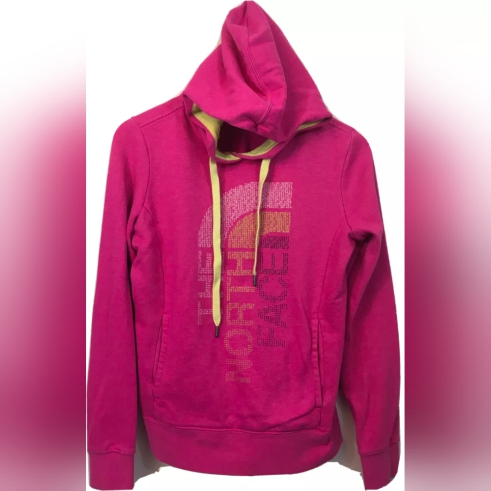 The North Face Women's Pink Graphic Logo Fleece Lined Hoodie Size L